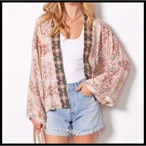 NWT Michael Stars Evereve Patina Wide Sleeve Open Wrap Top Shirt OS NEW